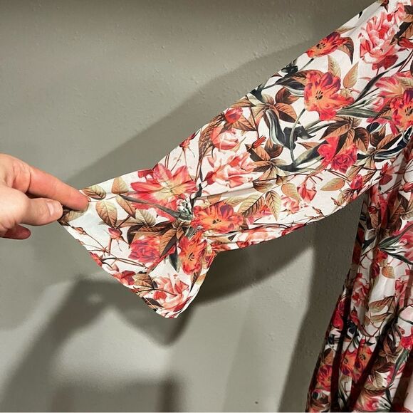 Gianni Bini Chiffon V Neck Shift Dress Wava Poppy Floral Print - Picture 4 of 14